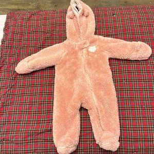Fuzzy footie onesie with Hood